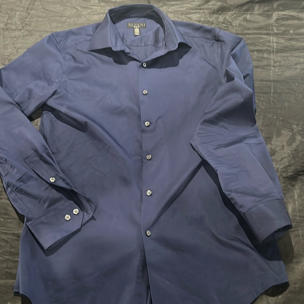 Men’s Alfani slim fit M 15-15.5 34-35 navy dress shirt